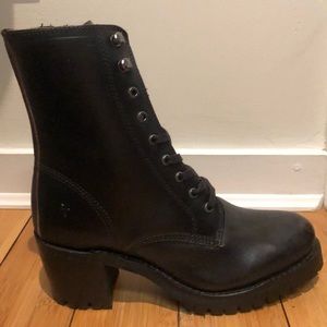 Frye Sabrina Moto Lace Boot in Black